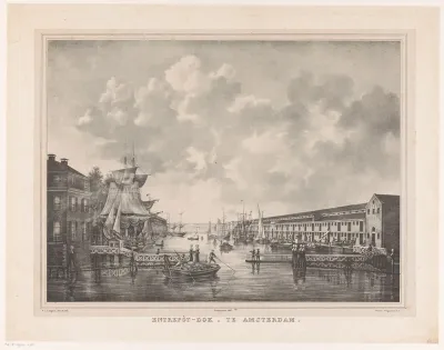 Gezicht op het Entrepotdok in Amsterdam richting het oosten