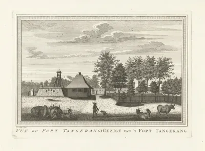 Gezicht op het fort te Tangerang