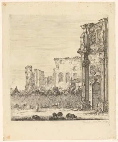 Gezicht op het Forum Romanum met de Boog van Constantijn en de Palatijn