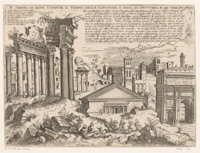 Gezicht op het Forum Romanum te Rome, vanaf het Capitool