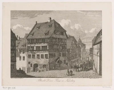 Gezicht op het geboortehuis van Albrecht Dürer te Neurenberg