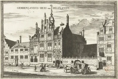 Gezicht op het Gemeenlandshuis van Delfland te Delft