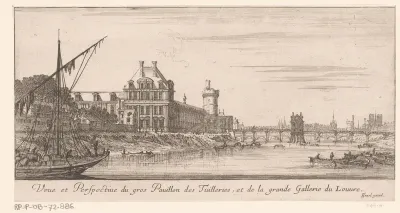 Gezicht op het grote paviljoen van de Tuilerieën