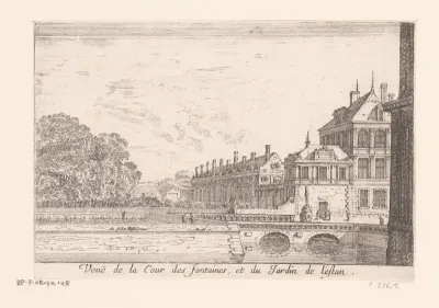 Gezicht op het Hof van de Fontein en de tuinen van kasteel Fontainebleau