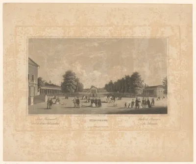 Gezicht op het hof voor het kurhaus in Wiesbaden