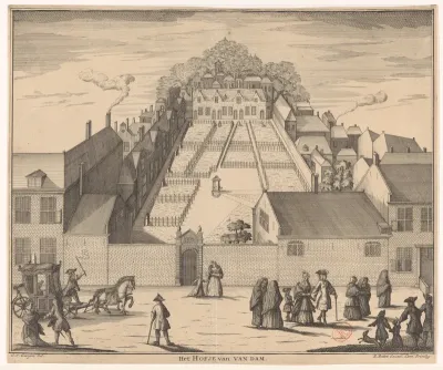Gezicht op het Hofje van Dam te Den Haag
