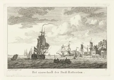 Gezicht op het hoofd van de Leuvehaven te Rotterdam
