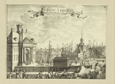 Gezicht op het hoofd van de Oudehaven te Rotterdam