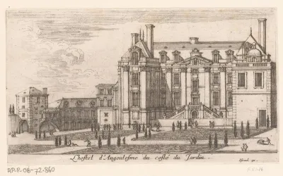 Gezicht op het hôtel d'Angoulême Lamoignon