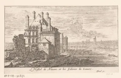 Gezicht op het hôtel de Nevers en het Louvre