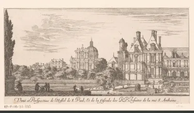 Gezicht op het hôtel Saint-Paul en de kerk Saint-Paul-Saint-Louis