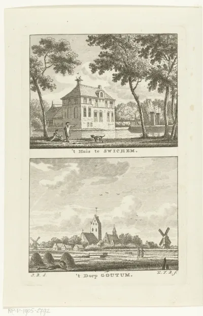 Gezicht op het Huis te Swichum en dorpsgezicht te Goutum