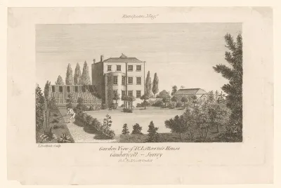 Gezicht op het huis van John Coakley Lettsom te Camberwell