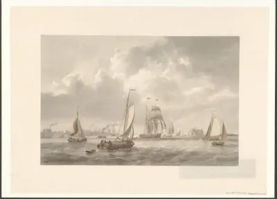 Gezicht op het IJ en Amsterdam vanaf de Oosterdoksdijk