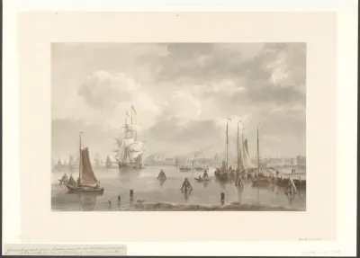 Gezicht op het IJ en Amsterdam vanaf de Westerdoksdijk