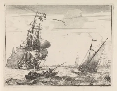 Gezicht op het IJ met roeiboot