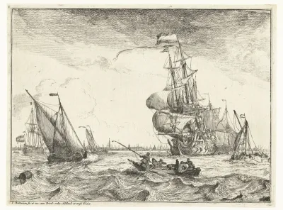 Gezicht op het IJ met roeiboot