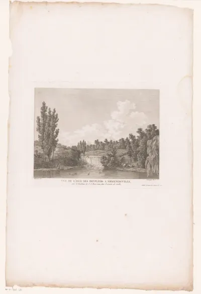 Gezicht op het Île des Peupliers te Ermenoville met de tombe van Jean-Jacques Rousseau