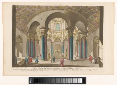 Gezicht op het interieur van de kerk Santa Costanza te Rome