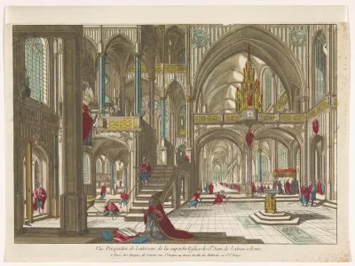 Gezicht op het interieur van de kerk Sint-Jan van Lateranen te Rome