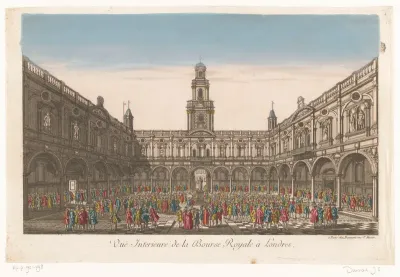 Gezicht op het interieur van de Royal Exchange te Londen