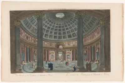 Gezicht op het interieur van het Pantheon te Rome