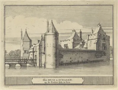 Gezicht op het kasteel te Schagen