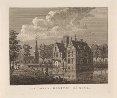 Gezicht op het kasteel te Spijk (Lingewaal)