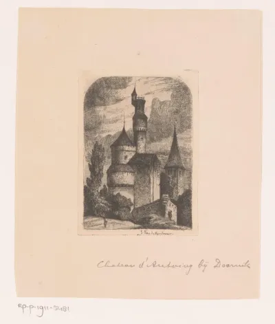 Gezicht op het kasteel van Antoing bij Doornik