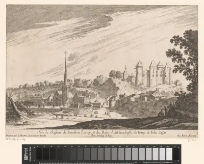 Gezicht op het kasteel van Bourbon-Lancy