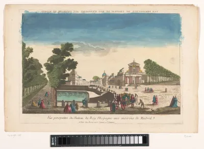 Gezicht op het kasteel van de koning van Spanje in de omgeving van de stad Madrid