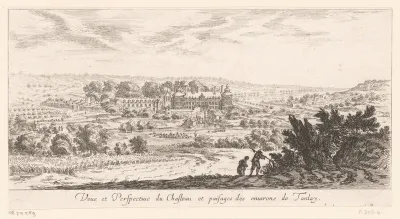 Gezicht op het kasteel van en de omgeving van Tanlay