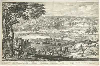 Gezicht op het kasteel van Fontainebleau (linkerblad)