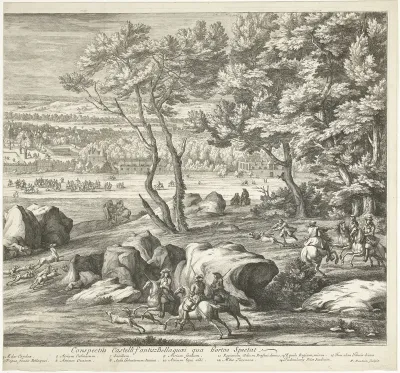 Gezicht op het kasteel van Fontainebleau (rechterblad)