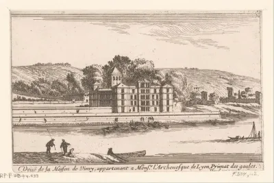 Gezicht op het kasteel van Neuville-sur-Saône