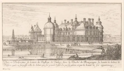 Gezicht op het kasteel van Tanlay met ervoor een waterpartij