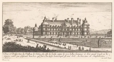 Gezicht op het kasteel van Tanlay te midden van de tuinen