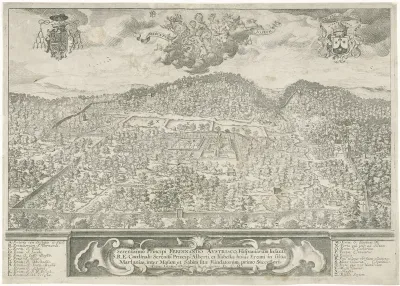 Gezicht op het klooster van de karmelieten te Marlagne