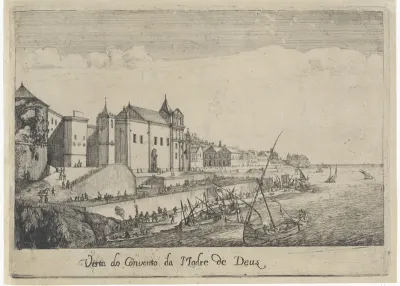 Gezicht op het klooster van de Moeder van God te Lissabon
