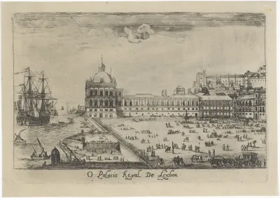 Gezicht op het koninklijk paleis te Lissabon