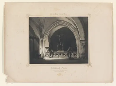 Gezicht op het koor van de kathedraal te Barcelona