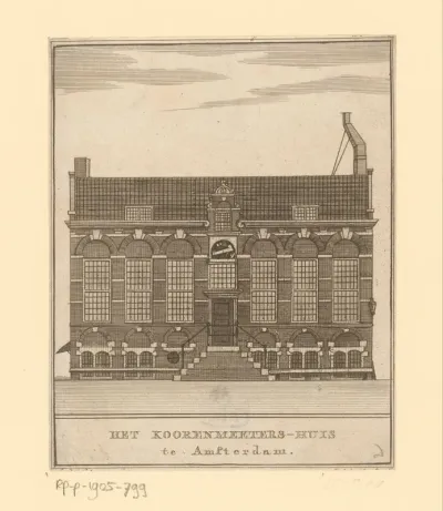 Gezicht op het Korenmetershuis aan de Nieuwezijds Kolk te Amsterdam