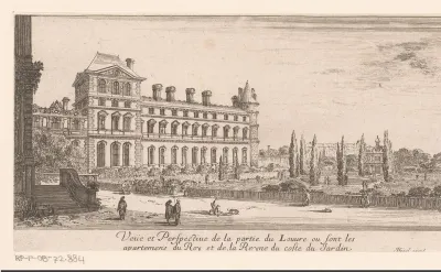 Gezicht op het Louvre vanaf de tuinen