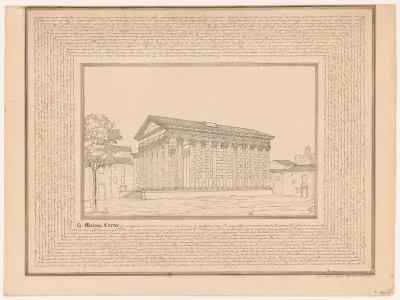 Gezicht op het Maison Carrée in Nîmes