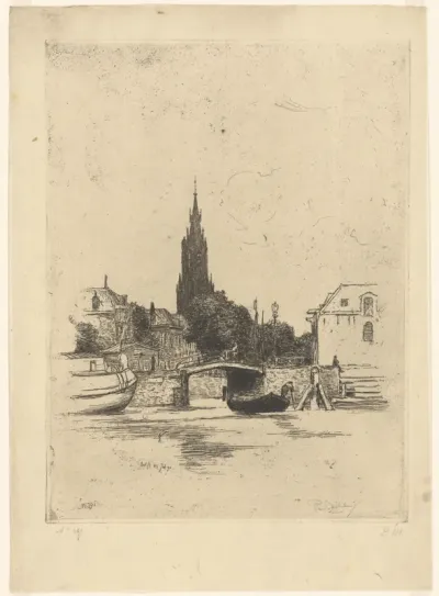 Gezicht op het Mallegat, te Delft
