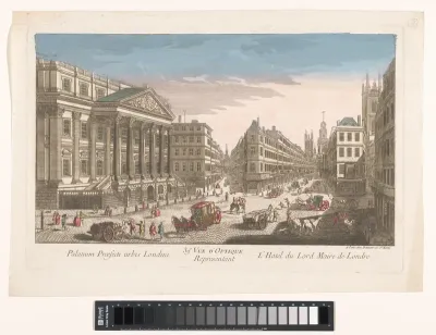 Gezicht op het Mansion House te Londen