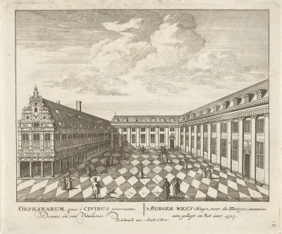 Gezicht op het meisjeshuis van het Burgerweeshuis te Amsterdam