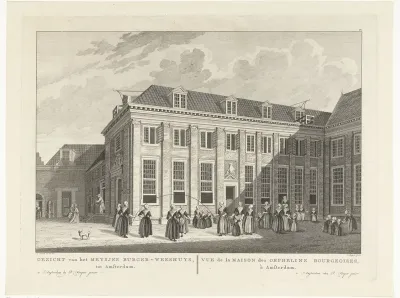Gezicht op het meisjeshuis van het Burgerweeshuis te Amsterdam