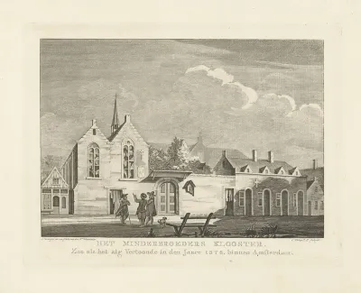 Gezicht op het Minderbroedersklooster te Amsterdam na de plundering tijdens de Alteratie in 1578