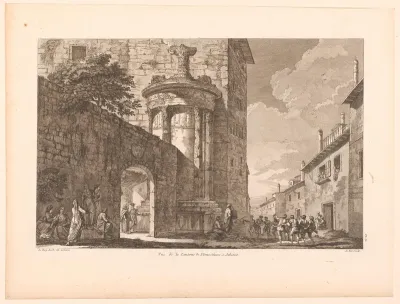 Gezicht op het monument van Lysicrates in Athene